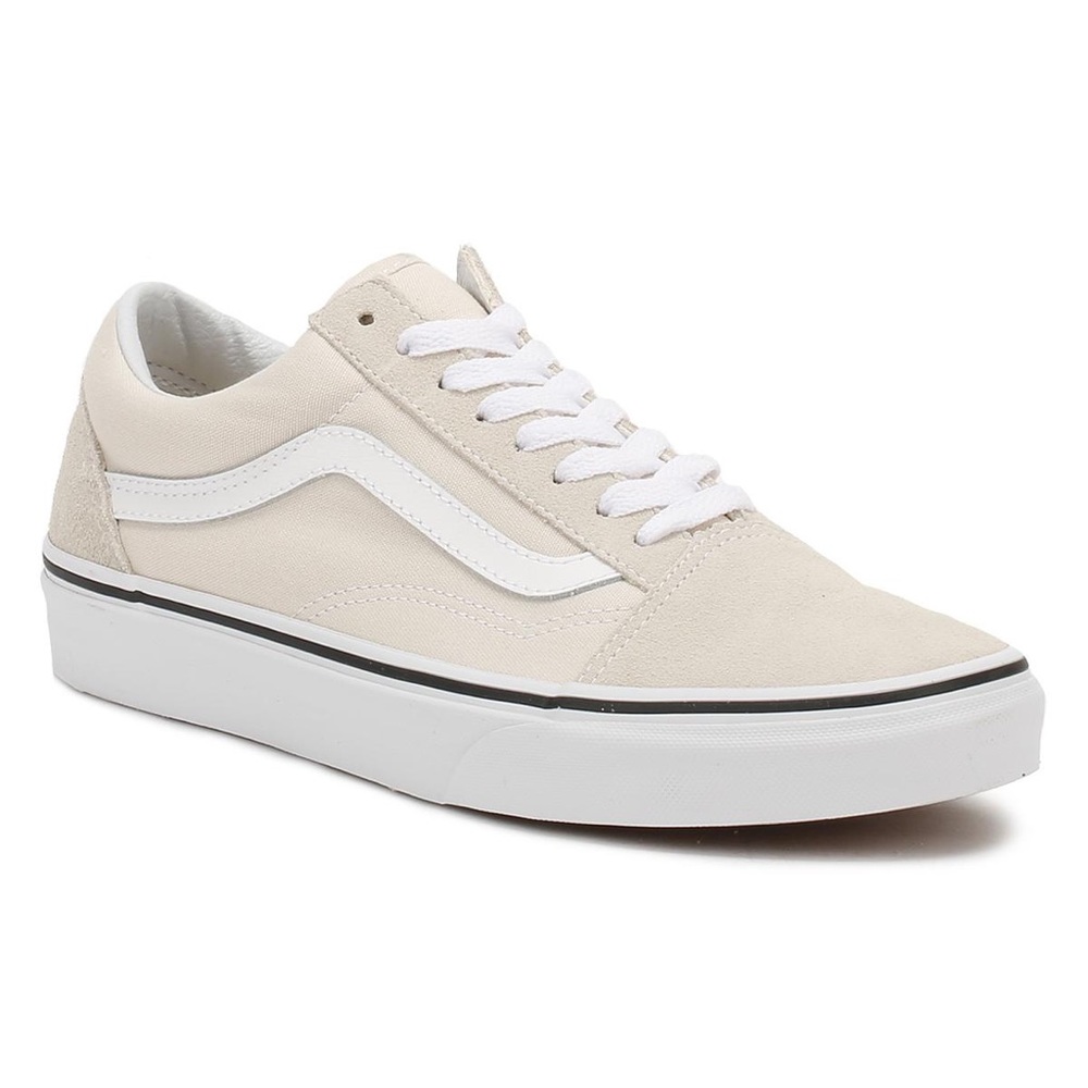 Beige suede old stool vans low top birch / white